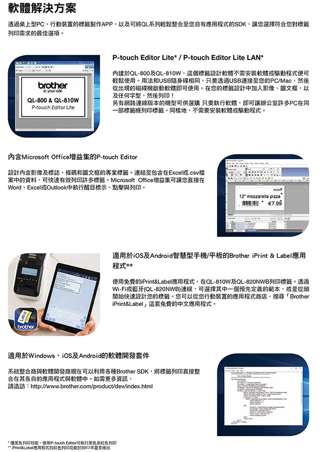 Brother QL-810W 超高速無線網路(Wi-Fi)標籤列印機