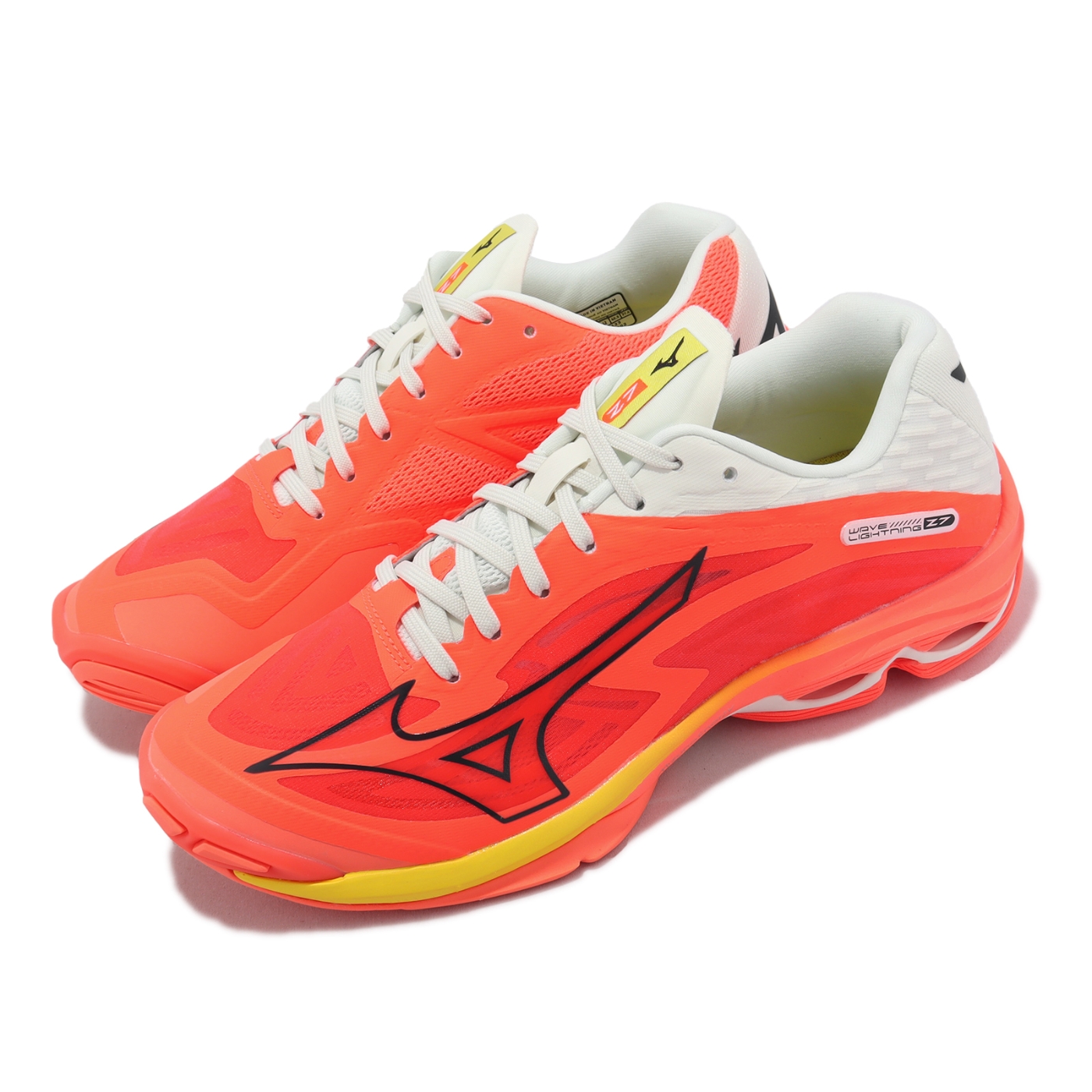 Mizuno 排球鞋Wave Lightning Z7 男鞋橘紅白緩震羽桌球鞋美津濃 