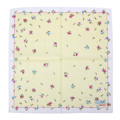 KENZO 經典氣質花卉純棉帕巾-奶油黃