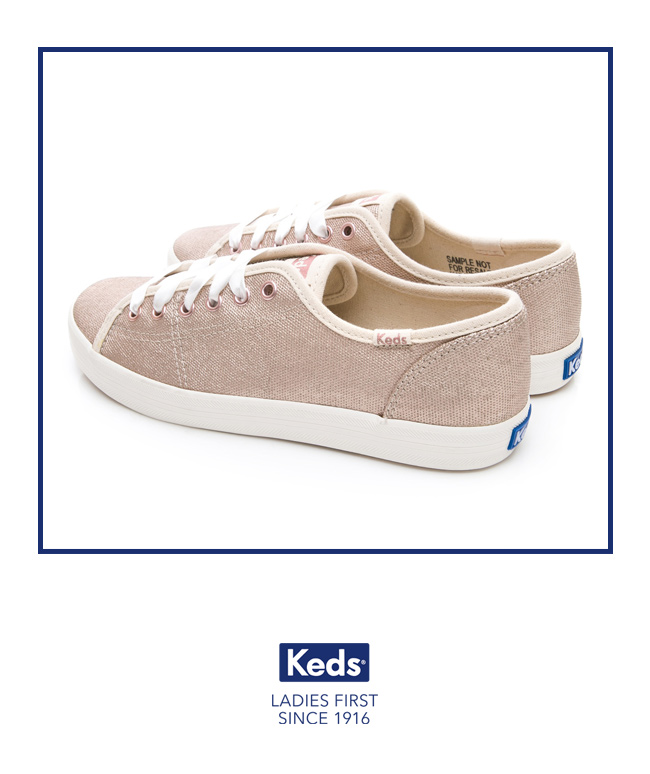 Keds KICKSTART 霧面光澤綁帶休閒鞋-玫瑰金