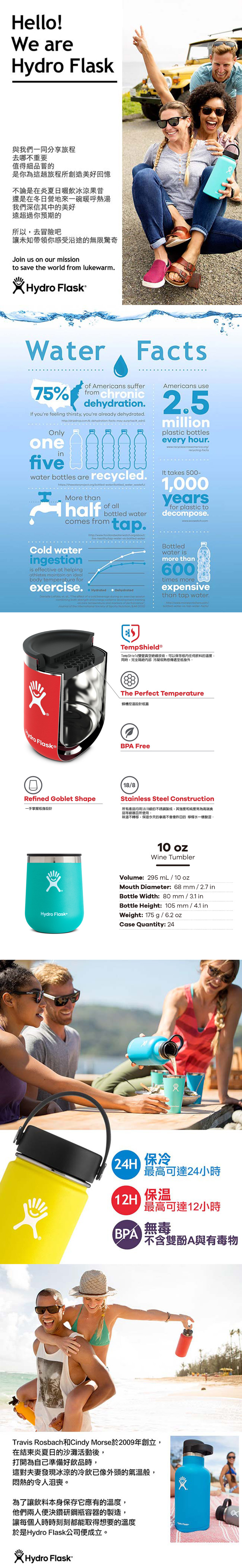 美國Hydro Flask 保冷紅酒杯 10oz/295ml 薄荷綠