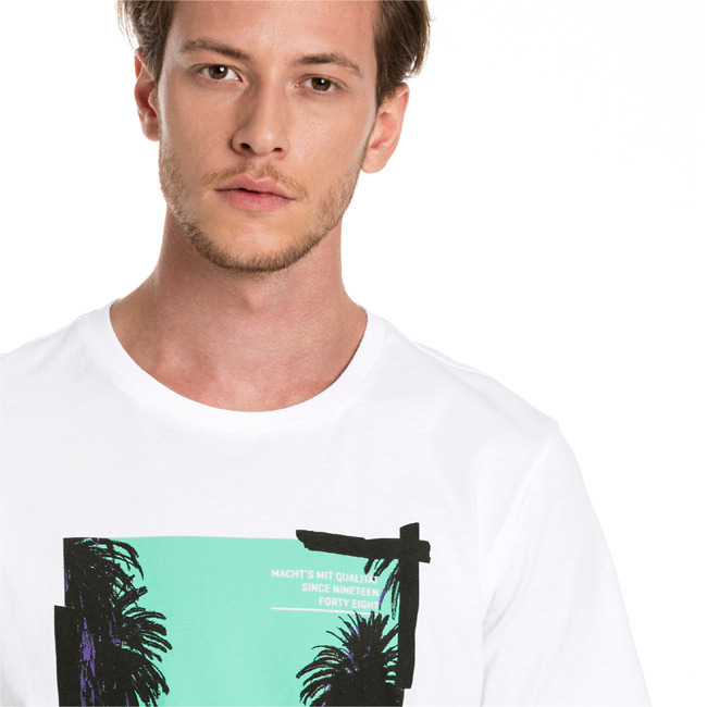 PUMA-男性流行系列棕櫚樹照片短袖T恤-白色-歐規