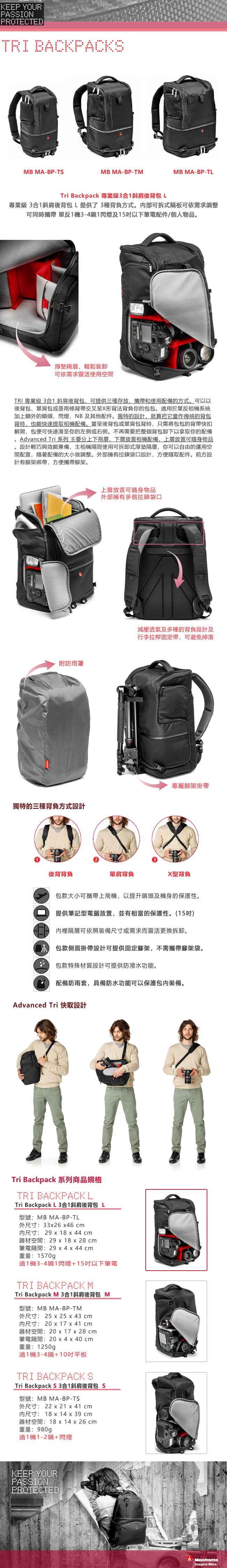 Manfrotto Tri Backpack L 專業級3合1斜肩後背包 L