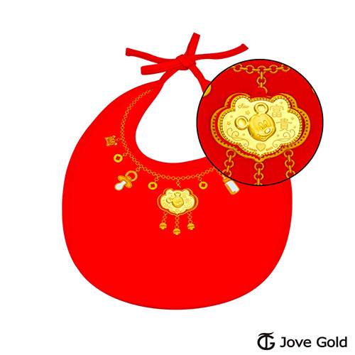 Disney迪士尼金飾 黃金圍兜兜彌月禮盒-富貴米奇+吉祥美妮款-0.2錢