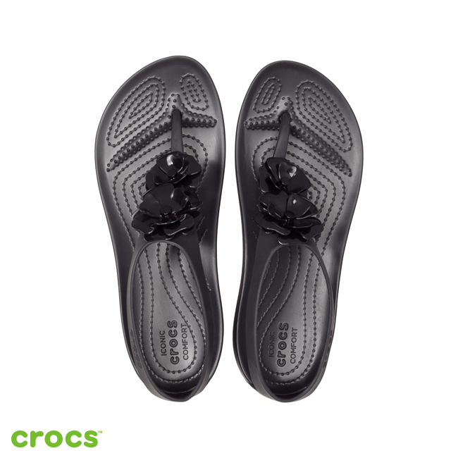 Crocs 卡駱馳 (女鞋) 瑟琳娜女士花朵人字涼鞋 205600-060