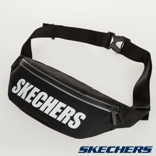 SKECHERS 印字腰包 黑 - SMBUS19D006-BLAK