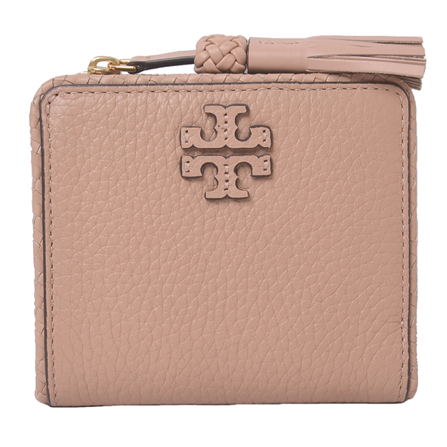 TORY BURCH TAYLOR MINI 經典LOGO精緻短夾(粉膚)