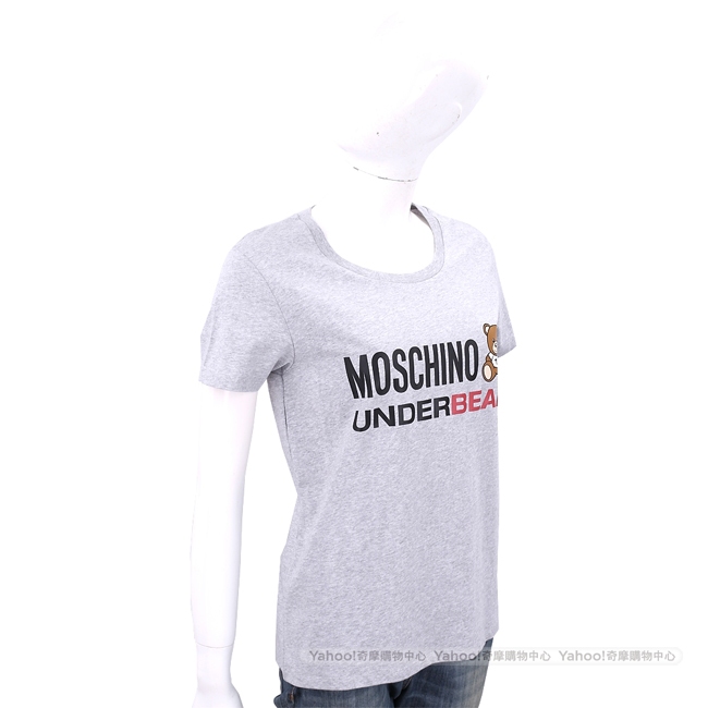 MOSCHINO Underbear 字母泰迪熊寶寶灰色棉質T恤