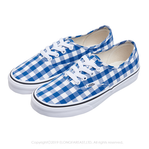 (女)VANS Authentic 格紋綁帶休閒鞋*藍白