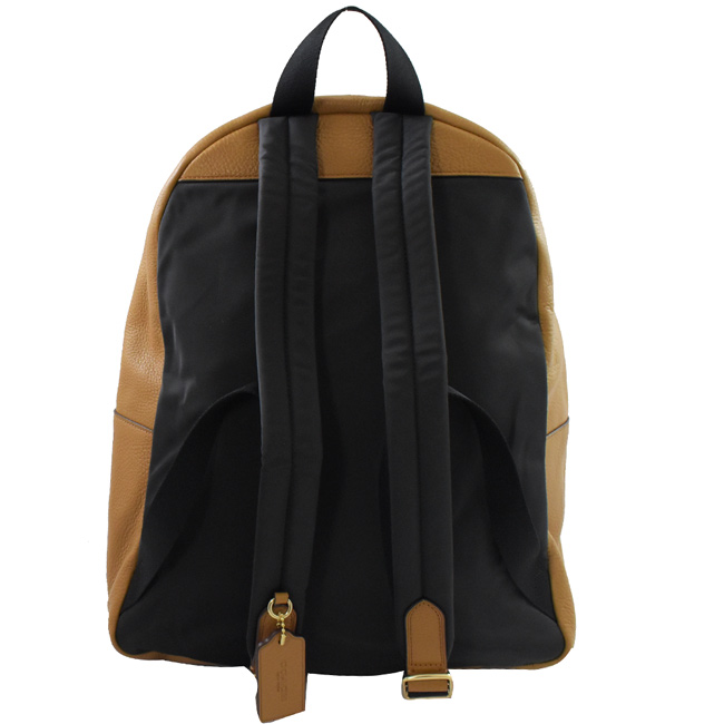 COACH金屬LOGO牛皮拉鍊大後背包(咖)