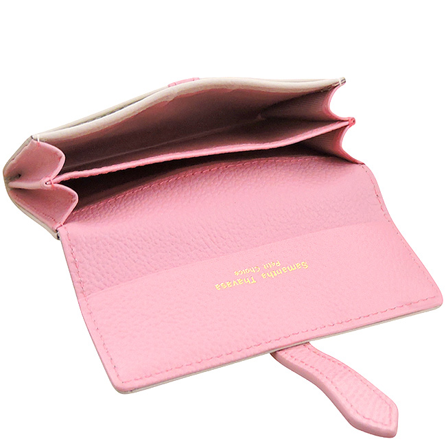 Samantha Thavasa 粉紅色飾帶防刮皮革證件名片短夾