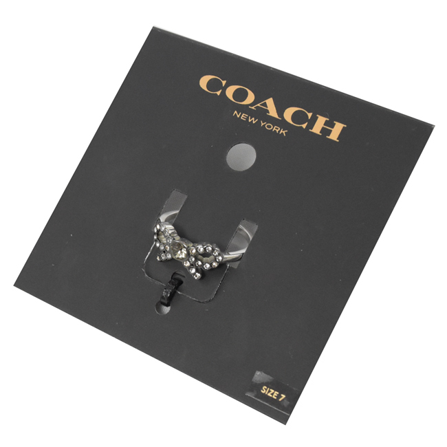 COACH 小水鑽蝴蝶結造型戒指(銀)