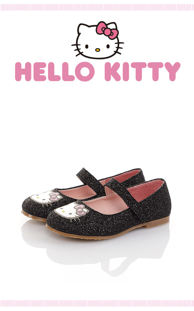HelloKitty童鞋 傳統手工鞋氣質金蔥真皮娃娃包鞋-黑