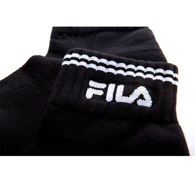 FILA 基本款半毛巾短襪-黑 SCT-1002-BK