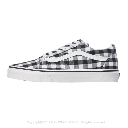 (女)VANS Old Skool 經典格紋休閒鞋*黑白