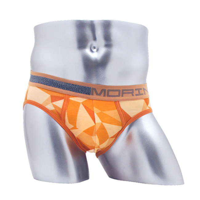 男內褲 設計師聯名-幾何迷彩時尚三角褲 橘(超值4入組)MORINOxLUCAS