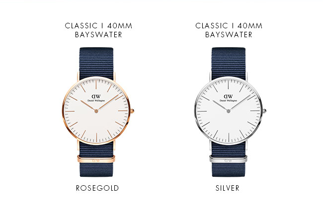 DW 手錶 官方旗艦店 40mm銀框 Classic 星空藍織紋錶