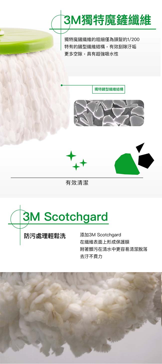 3M 百利T3伸縮式旋轉拖把-一拖5布超值組(拖把組+補充包x3)