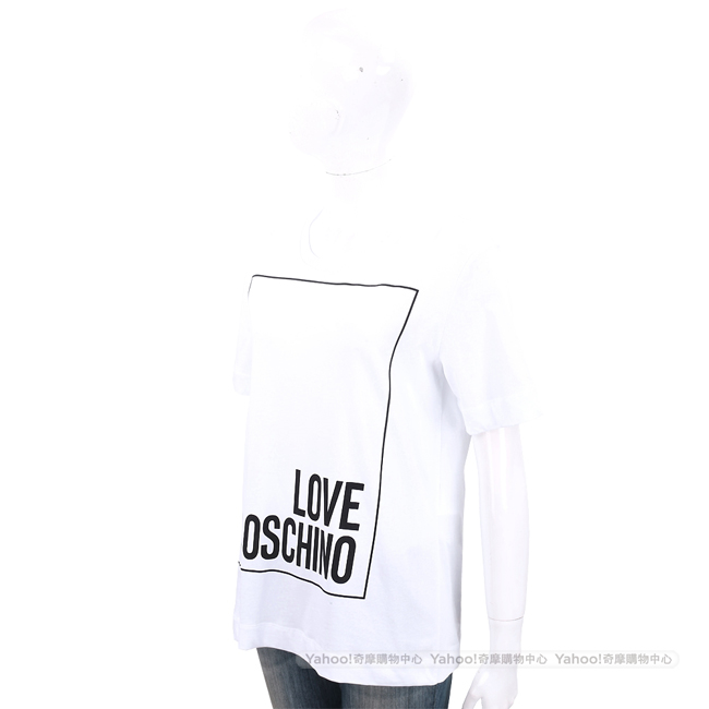 LOVE MOSCHINO 方框字母白色寬版棉質T恤