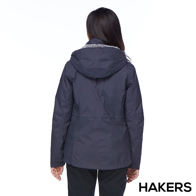 【HAKERS 哈克士】女款 三合一防水保暖外套(石墨藍)