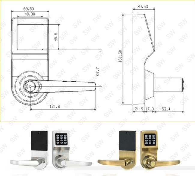 SW200MF-6300 銀色 三合一電子鎖 語音提示 密碼、錀匙、感應卡(不含安裝)