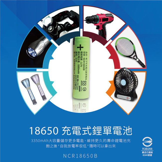 【日本松下原裝正品】18650充電式鋰單電池 3350mAh 2入+收納防潮盒