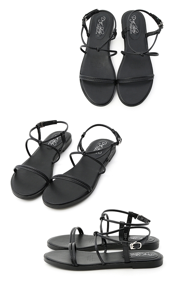 D+AF 夏氛日常．一字交叉細帶平底涼鞋＊黑