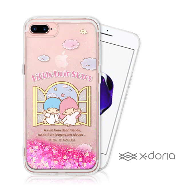 三麗鷗 雙子星 iPhone 7/8 Plus 亮片流沙手機軟殼 - 美麗天堂