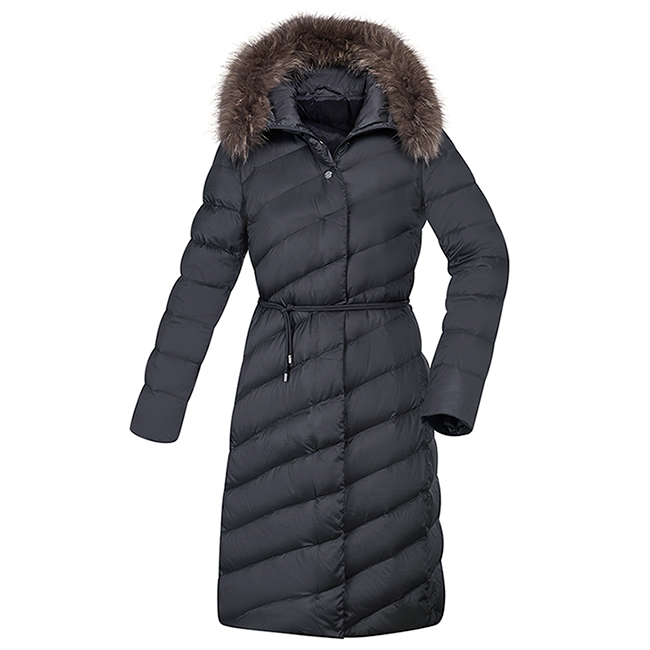 【ATUNAS 歐都納】女款時尚羽絨防風保暖長版外套A1-G1827W黑