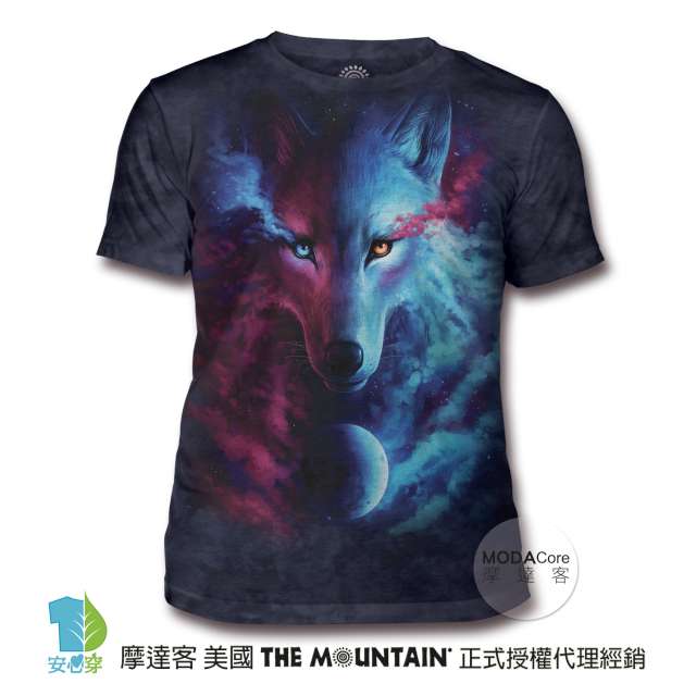 摩達客 美國The Mountain都會系列 光影陰陽狼 中性修身短袖T恤