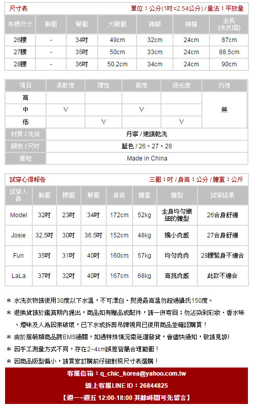 刷破水洗反摺褲腳牛仔褲 (藍色)-CIAO妞