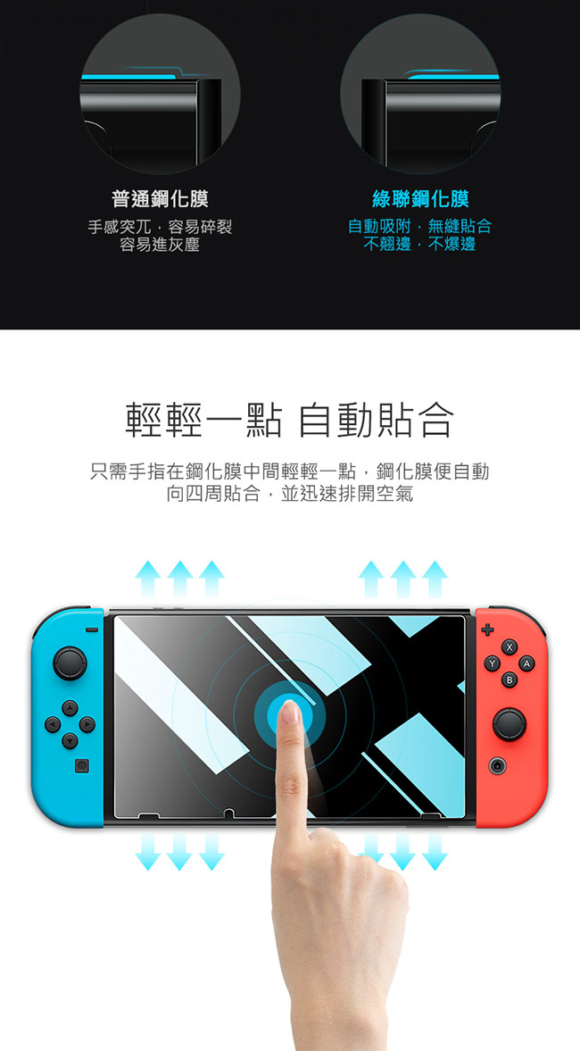 綠聯 任天堂Switch 9H鋼化膜2入