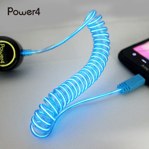 Power4 2.1A Micro USB發光線充電車充(藍光)