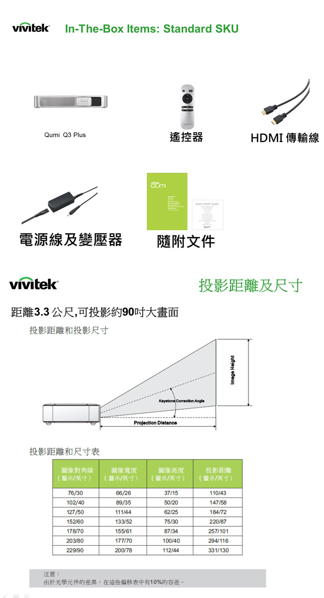 Vivitek Q3+ 便攜式迷你投影機