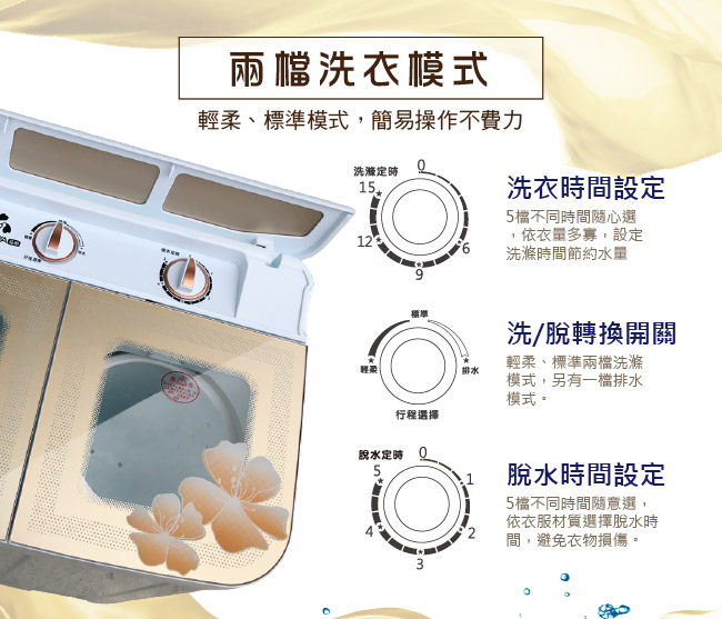 ZANWA晶華 4.2KG節能雙槽洗衣機/雙槽洗滌機/小洗衣機(ZW-268S)