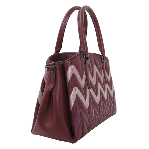 COACH 絎縫小牛皮 / Sage Carryall 手提兩用包(小款/暗紅)