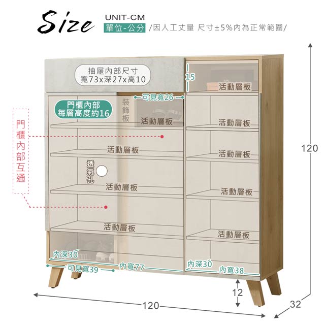 Homelike 蜜雪兒4尺鞋櫃-120x32x120cm