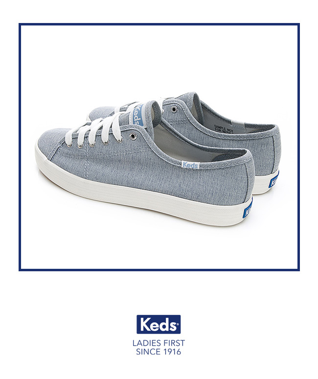 Keds KICKSTART 輕薄素面綁帶休閒鞋-藍