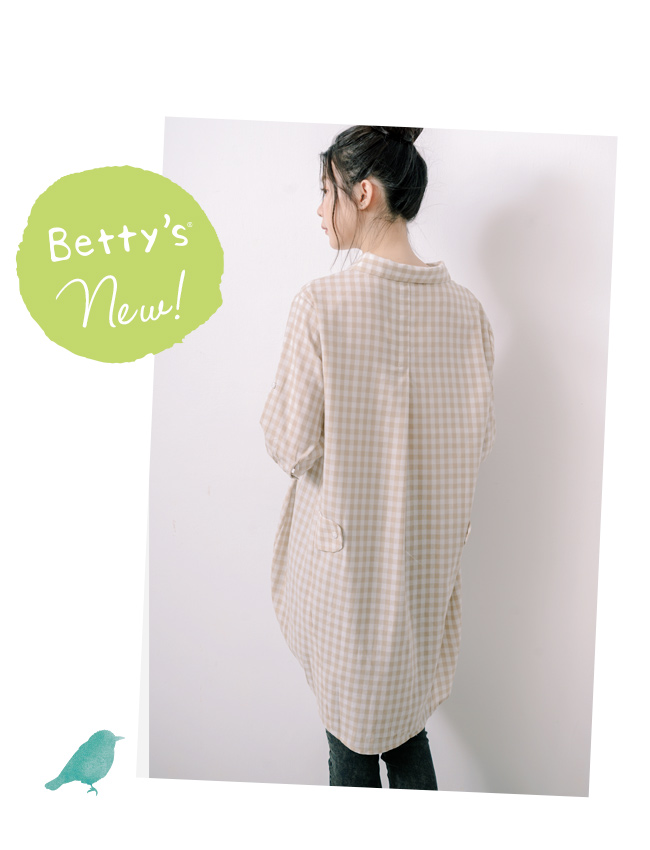 betty’s貝蒂思　半開襟格紋襯衫領洋裝(米白)