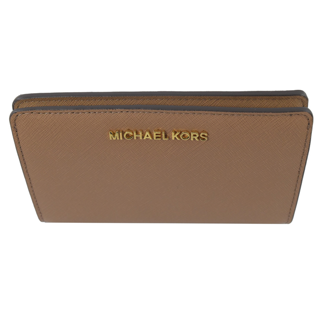 MICHAEL KORS Jet Set 金屬logo對開中夾(咖)