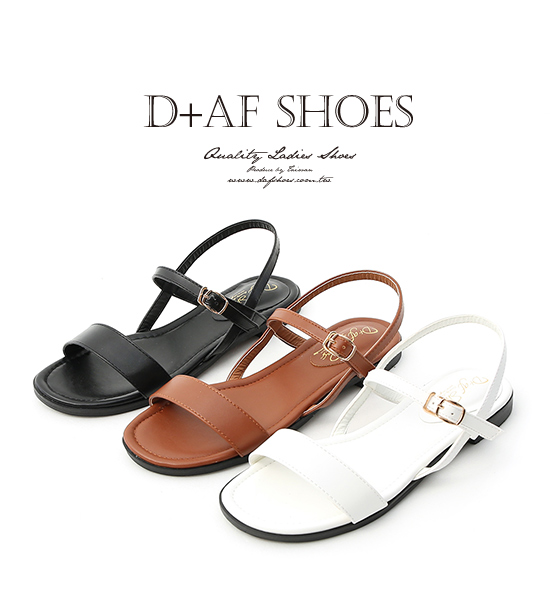 D+AF 自信漫步．一字寬版繫帶平底涼鞋＊白