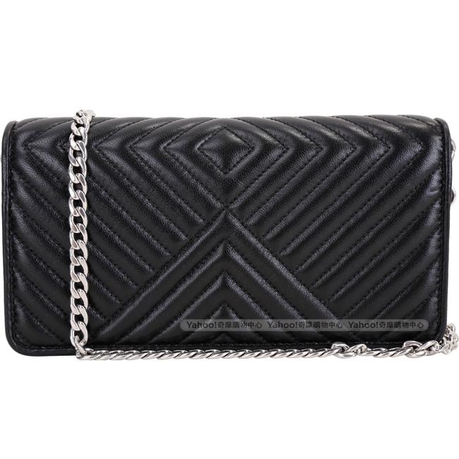 PRADA Diagramme WOC 絎縫納帕皮革手拿鍊帶包(黑色)