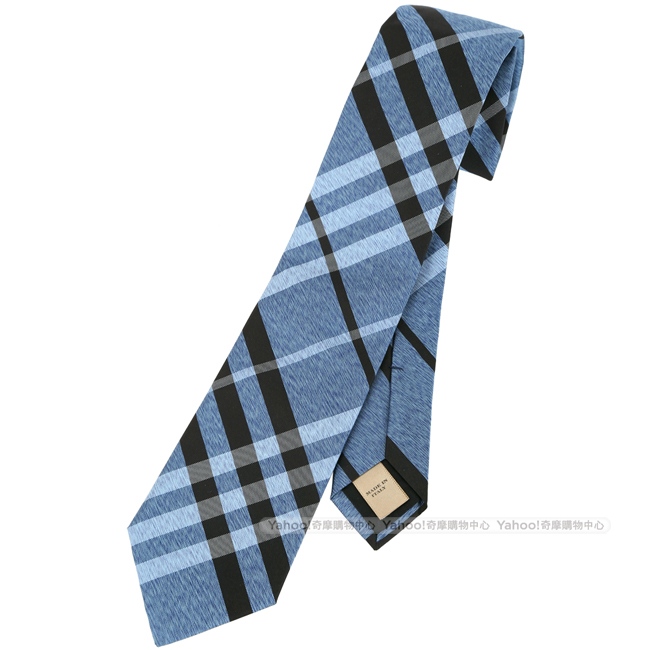 BURBERRY Vintage 現代剪裁格紋絲質領帶(藍色)