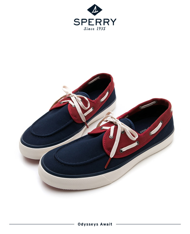 SPERRY 美式經典輕量舒適帆布鞋(男)-深藍/紅