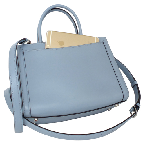 COACH Zoe水藍硬款全皮鎖頭手提/斜背小包