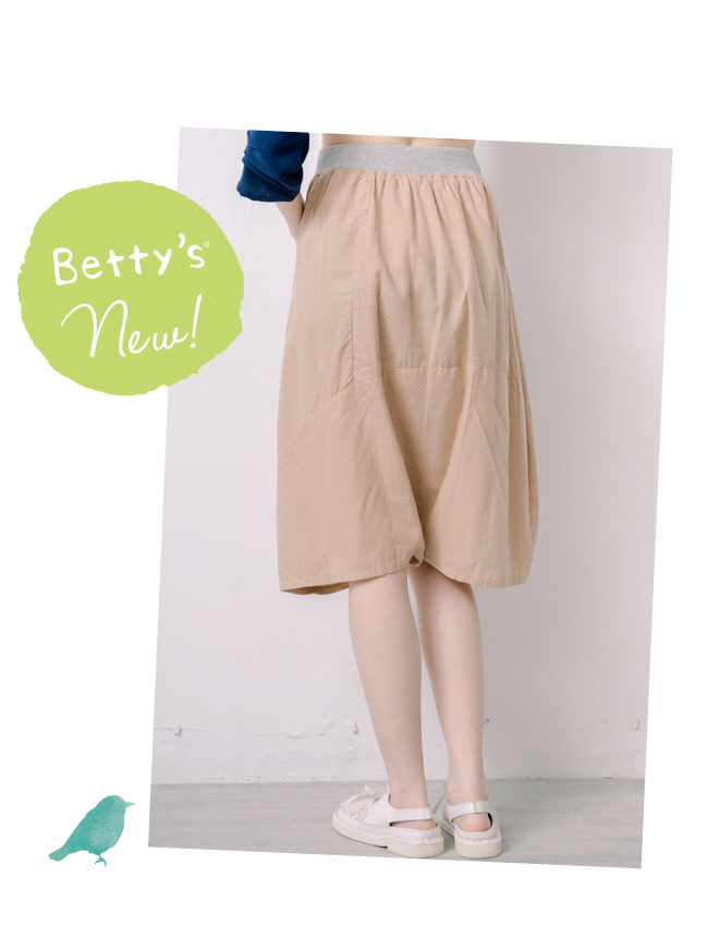betty’s貝蒂思　腰間配色微點點寬鬆褲裙(卡其)