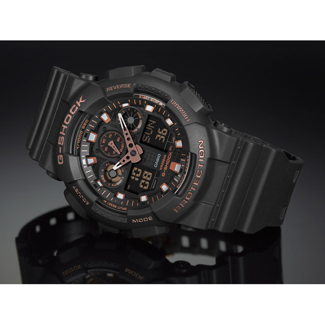 G-SHOCK 街頭混搭風雙顯錶(GA-100GBX-1A4)-玫瑰金/51.2mm