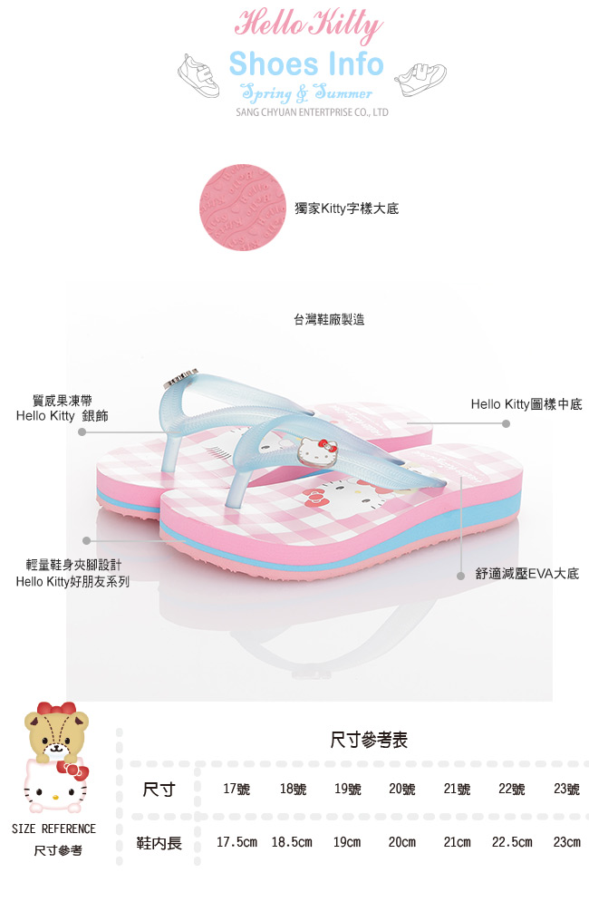 HelloKitty童鞋 好朋友系列 輕盈減壓夾腳拖鞋-粉