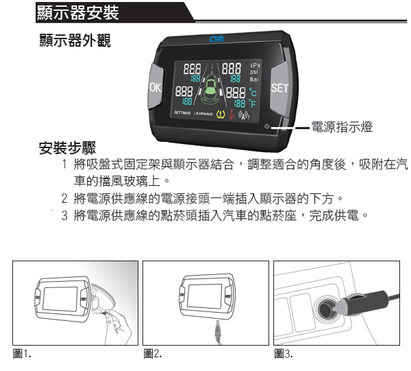 為升cub 無線傳輸四輪胎溫胎壓顯示器(CP45)