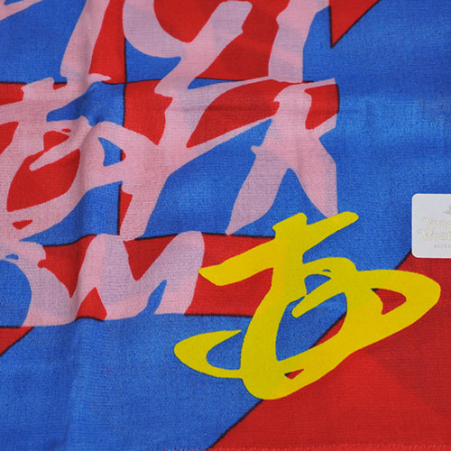 VIVIENNE WESTWOOD 幾何繽紛圖騰大行星LOGO帕領巾(紅/寶藍系)